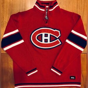 Vintage NHL Official Montreal Canadiens Red Knit Sweater for Men Size Large